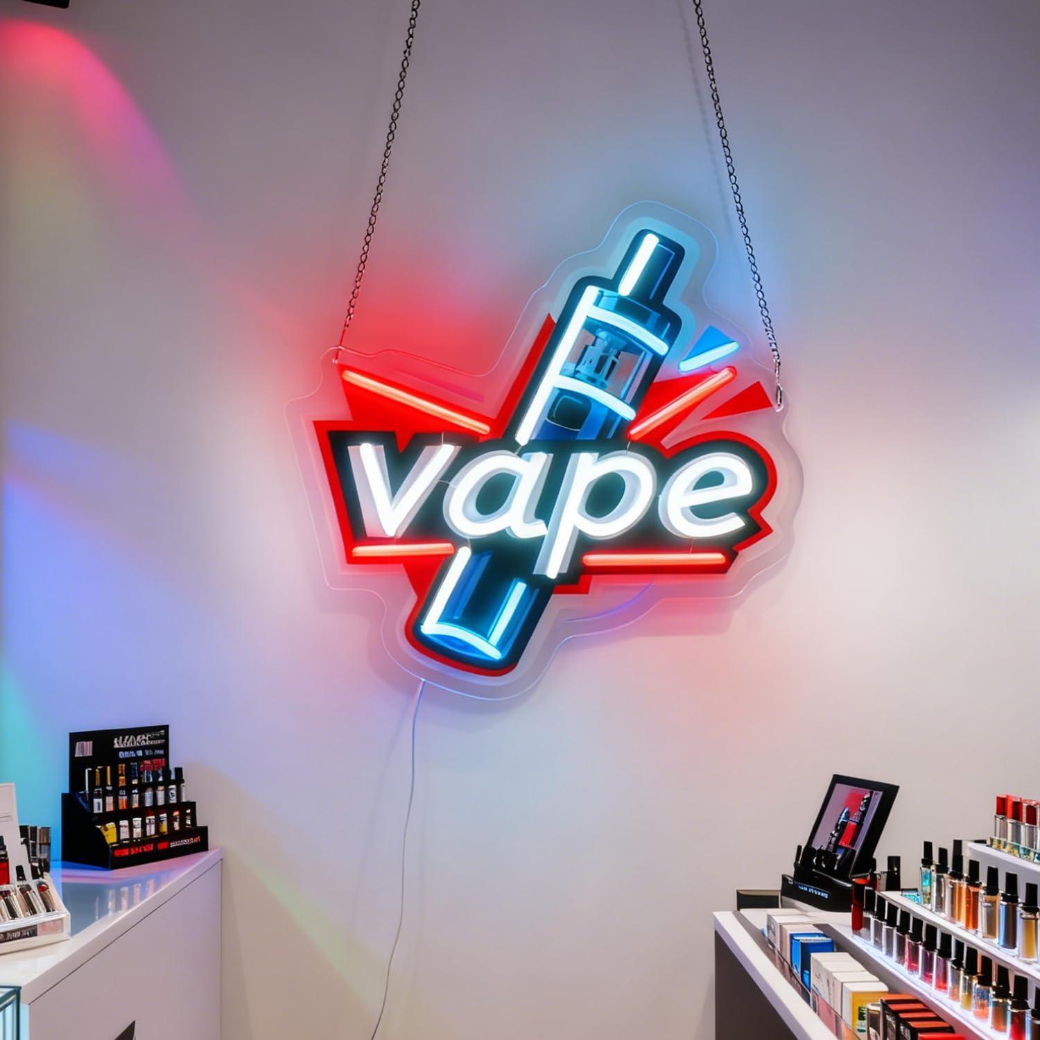 Vaping Store - لافتة نيون للسجائر الإلكترونية قابلة للتعتيم