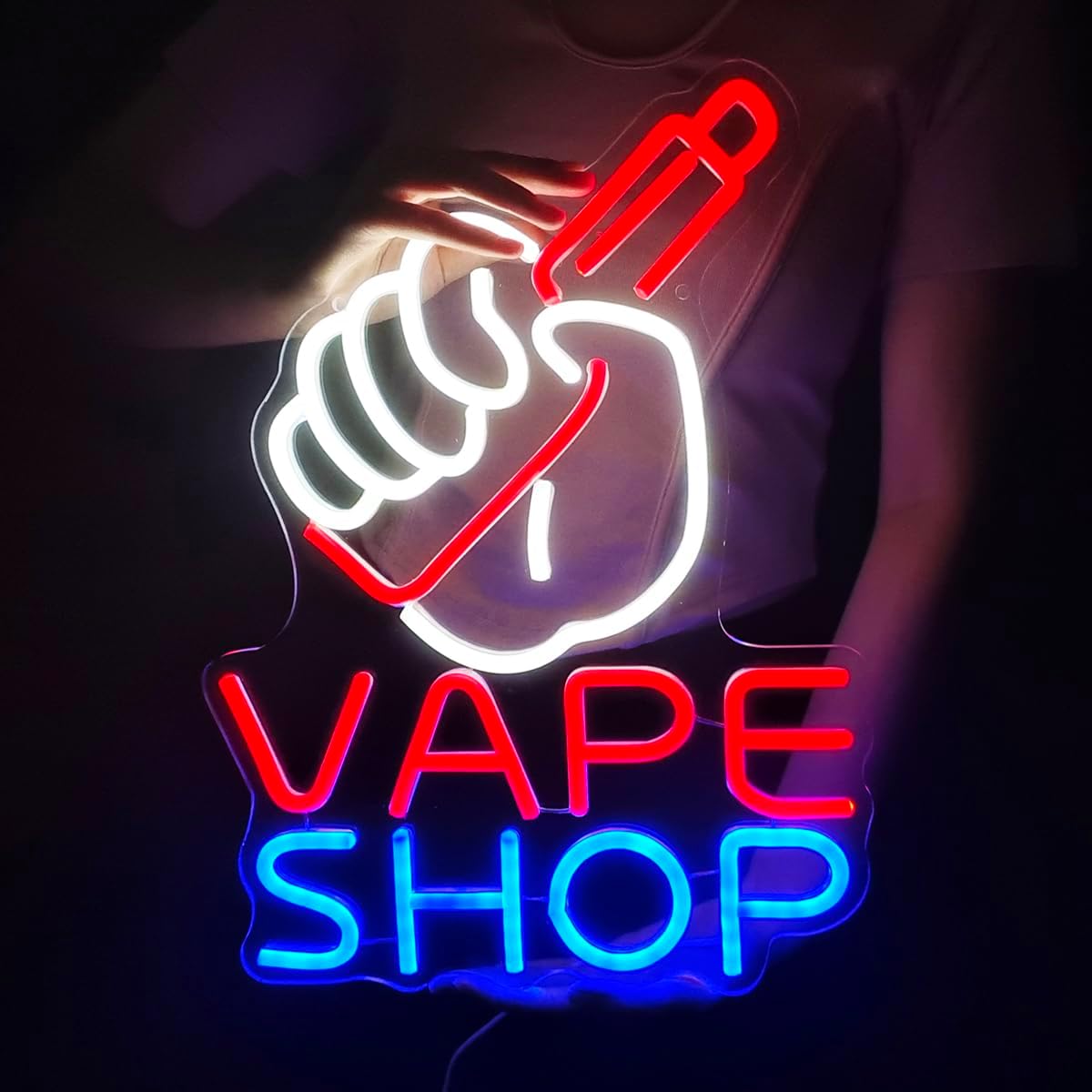 Vaping Store - لافتة نيون لمتجر السجائر الإلكترونية، إضاءة